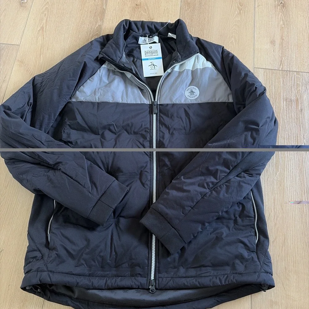 Original Penguin Golf Jacket Insulated Stripe Colorblock Black Medium Nwt